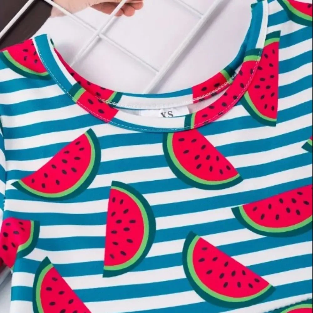 Boutique Watermelon Girls Short Sleeve Twirl Dress